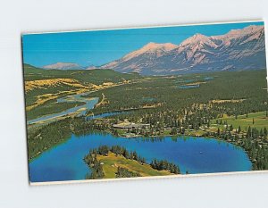 Postcard Aerial View of Jasper Park Lodge Canadian Rockies Canada