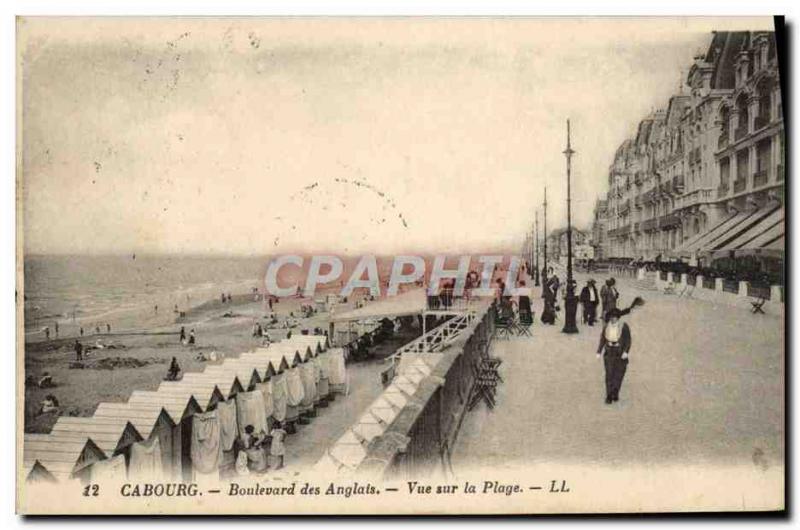 Postcard Old English Cabourg Boulevard Beach View