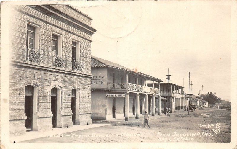 F55/ San Jeronimo Oax. Mexico Foreign RPPC Postcard c40s Hotels