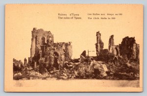 Ruins Of Ypres WWI in BELGIUM The Cloth Halls Vintage Postcard 0504