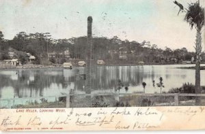 Lake Helen Florida birds eye view looking west antique pc BB3496