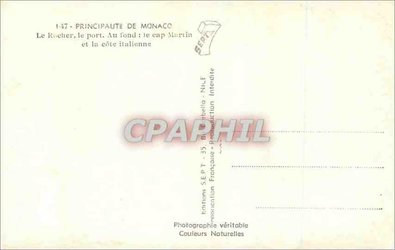 Modern Postcard Principality of Monaco The Rock Harbor Deep Cap Martin and th...