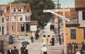 Providence Massachusetts Street Scene Railroad Crossing Vintage Postcard AA37985