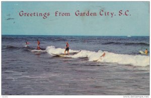 Surfing On The Beach, Greetings From Garden City, South Carolina, PU-1972