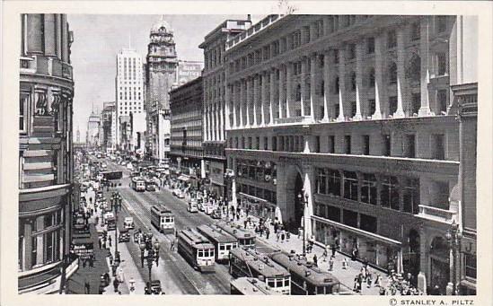 Trolleys On Market Street Looking East From Powell Street San Francisco Calif...