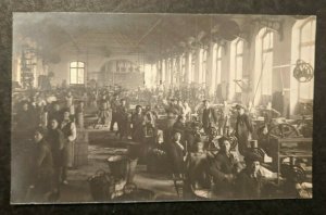 Mint Vintage Young Men Working in Factory Machinery Real Photo Postcard RPPC