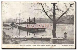 Crue of the Seine Paris Old Postcard Paris floods Port Saint Nicolas