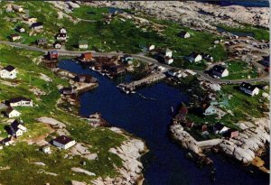 Peggy's Cove, Nova Scotia Canada HOMES & BOAT DOCKS Bird's Eye View 4X6 Postcard