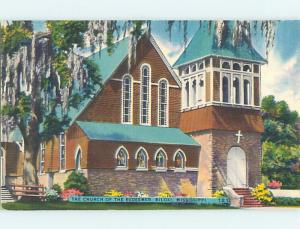 Unused Linen CHURCH SCENE Biloxi Mississippi MS p4566