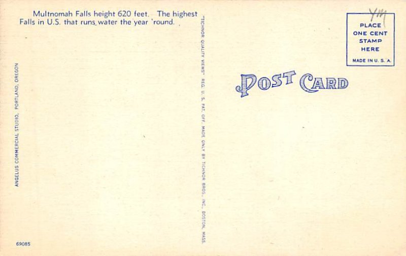 Multnomah Falls Columbia River Highway, Oregon OR Postcard