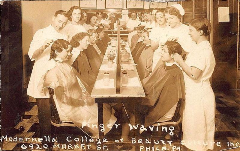 Philadelphia PA Modernella College of Beauty Culture Hair Dressing (2) Postcards 