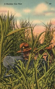 Vintage Postcard 1943 A Machine Gun Nest Military Men in Field Military Series