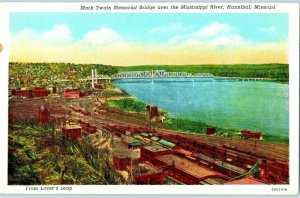 Postcard Mark Twain Memorial Bridge over the Mississippi River Missouri