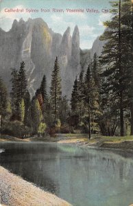 Cathedral Spires from River Yosemite Valley CA