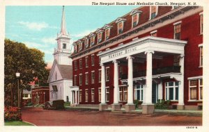 Vintage Postcard The Newport House And Methodist Church Newport New Hampshire NH