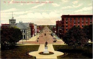 Postcard Michigan Avenue East From Capitol in Lansing, Michigan