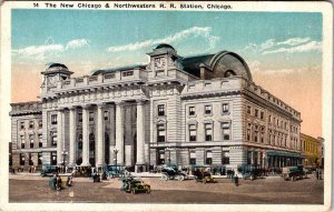 Postcard TRAIN STATION SCENE Chicago Illinois IL AO2564