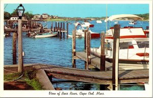 View Bass River Yacht Club Bridge Old Boat Postcard VTG UNP Unused Curteichcolor 