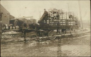 Horse Drawn Advertising Wagon RATTAN MFG CO c1910 Real Photo Postcard