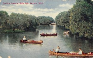 Detroit Michigan 1910 Postcard Pavilion Lake at Belle Island