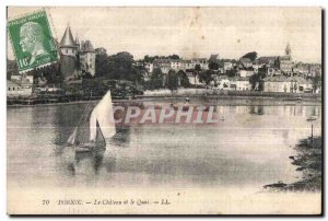 Old Postcard Pornic Le Chateau and Boat Quay