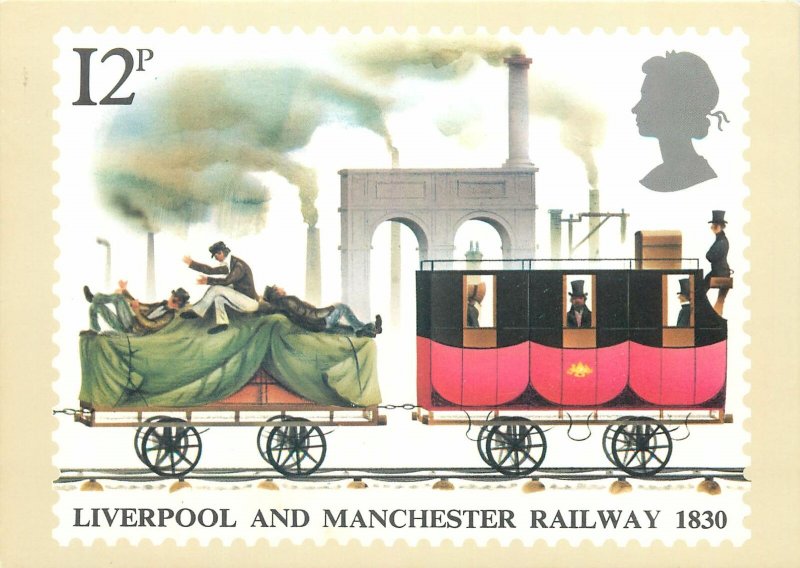 Postcard advertising Liverpool and Manchester Railway 1830