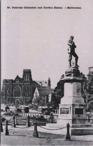 Australia St Patricks Cathedral Gordon Statue Melbourne Vintage Postcard 09.41