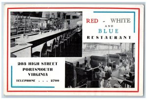 Portsmouth Virginia VA Postcard Red White And Blue Restaurant c1960's Vintage