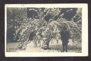 RPPC ADA OHIO 1910 APRIL SNOW STORE BLIZZARD VINTAGE REAL PHOTO POSTCARD