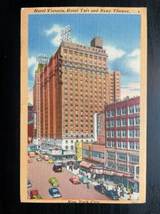 Vintage Postcard 1951 Hotel Victoria Hotel Taft Roxy Theatre New York City N.Y.