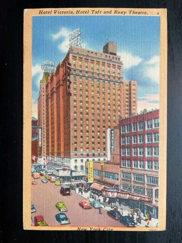 Vintage Postcard 1951 Hotel Victoria Hotel Taft Roxy Theatre New York ...