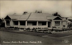 Hastings New Zealand NZ Municipal Mothers Rest Rooms RPPC Vintage Postcard