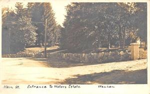 Wenham MA Main Street Entrance to Waters Estate Real Photo Postcard