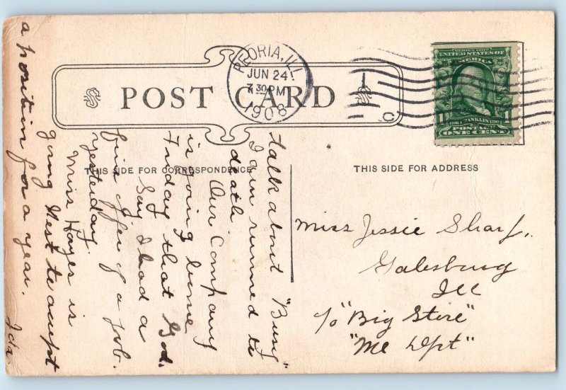 Peoria Illinois IL Postcard Government Building And Post Office 1908 Antique