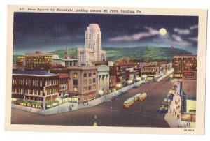 Reading PA Penn Square by Moonlight Mt Penn Vintage Curteich