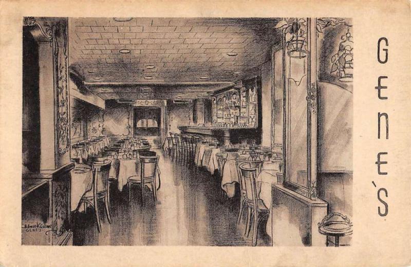 New York City Genes Restaurant Interior Antique Postcard K106721