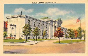 Public Library Louisville Kentucky 1940s linen postcard