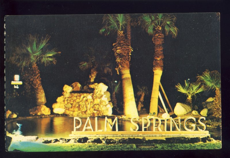 Palm Springs, California/CA Postcard, Palm Trees & Sign