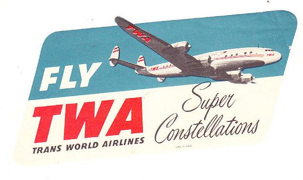 TWA Super Constellation Baggage Label