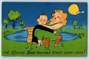 c1930's Couple Fat Woman I've Gained 200 Pounds Since Comin Here Postcard