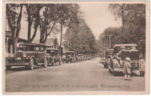 Line Up In Front Of Dr M W Locke's Surgery, Williamsburg Ontario, Sepia Postcard