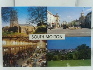 Vintage Postcard Multiview South Molton Church Town Indoor Market Hillside View