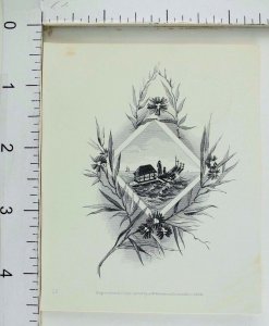 1880's Engraved Victorian Trade Card China Sea People Boat Flowers P48