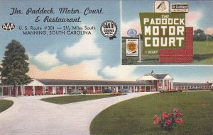 Postcard Paddock Motor Court & Restaurant Manning SC