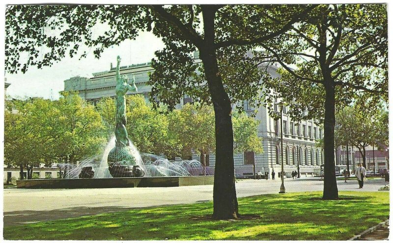 posted 1971, War Memorial Fountain, Cleveland, Ohio, Chrome