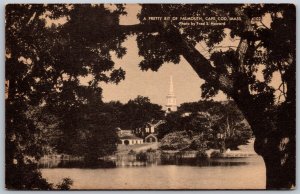 Vtg Falmouth Cape Cod Massachusetts MA Congo Church Village Green Postcard