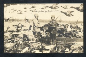 RPPC EXAGGERATION DUCK HUNTING IN NEBRASKA GUNS REAL PHOTO POSTCARD