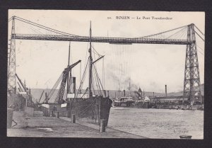 FRANCE 1911, Postcard, Rouen, The Transporter Bridge, Ships, sent to Denmark