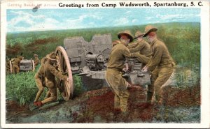 Gun load Greetings from Camp Wadsworth Spartanburg South Carolina Postcard 1918