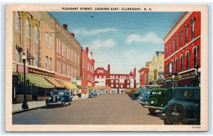 CLAREMONT, NH New Hampshire ~ PLEASANT STREET Scene 1930s Cars Postcard